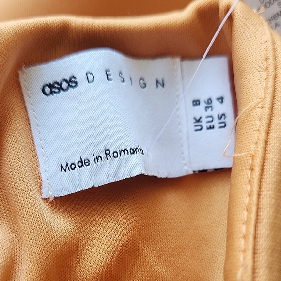 ASOS Pale Peach-Orange Asymmetrical Ruffled One-Shoulder Dress — Size 4, NWT - Picture 9 of 12